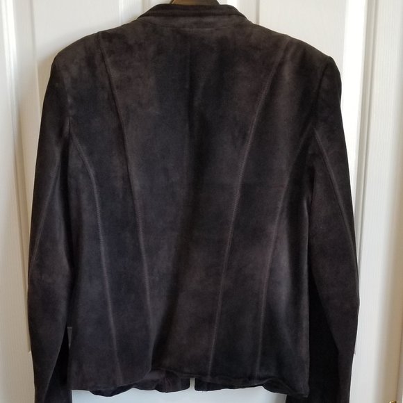 Classiques Entier chocolate brown suede Leather Jacket - Picture 2 of 5